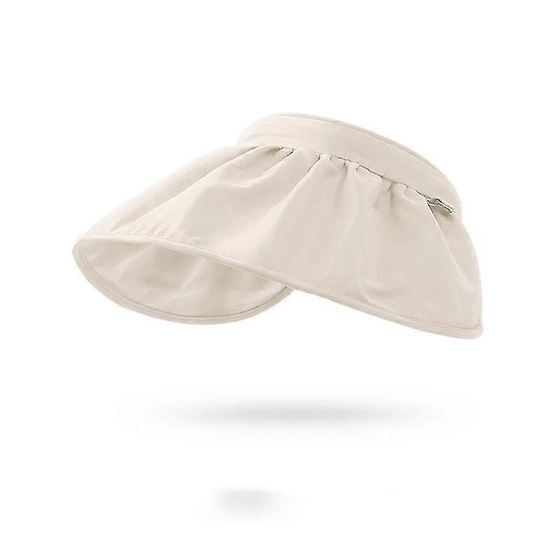 Sunshade Sunscreen Polyester Empty Cap Women's Outdoor Running Big Brim Shell Hat (Beige)