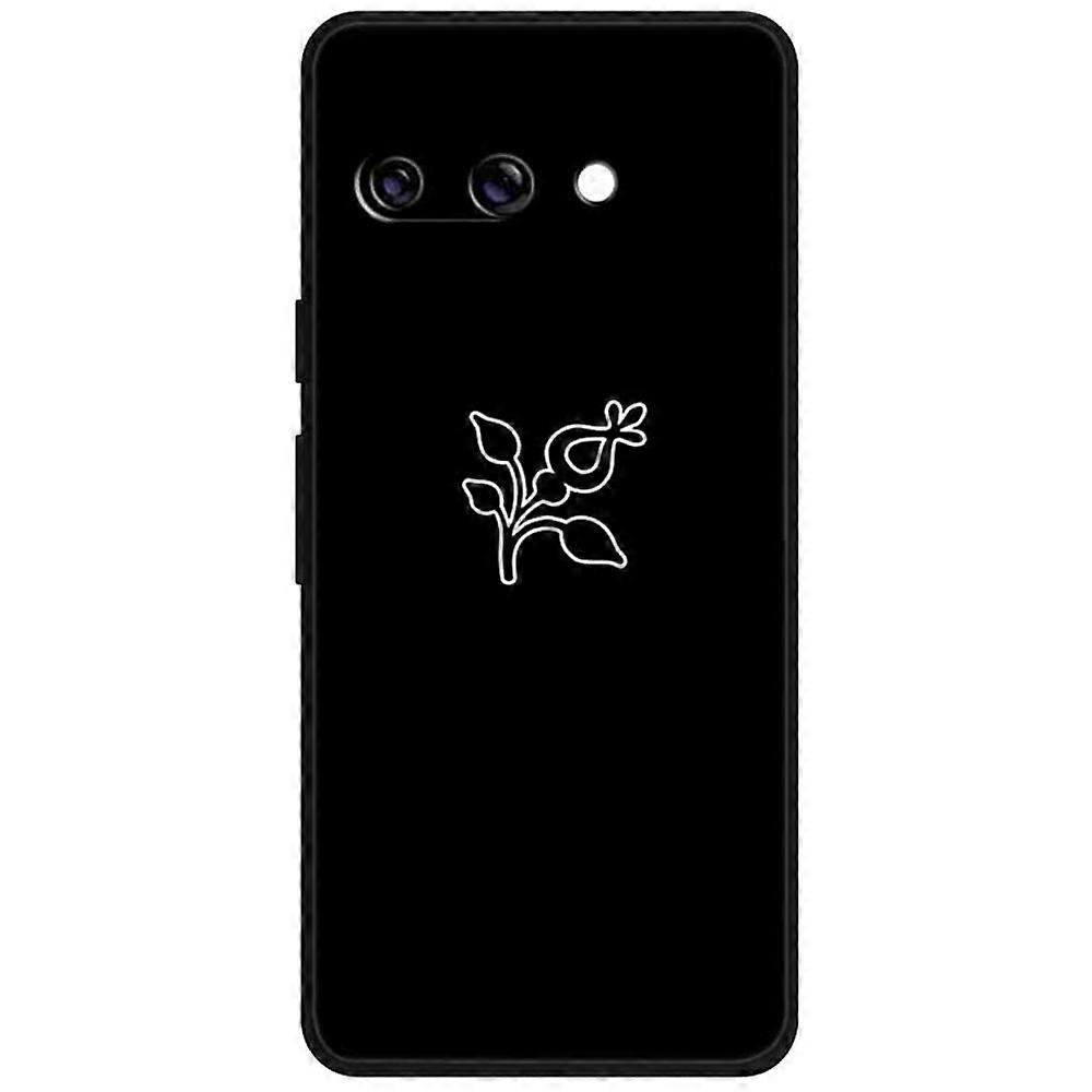 For Google Pixel 9a Line Art Case Anti-Scratch Soft TPU Phone Cover - Flower