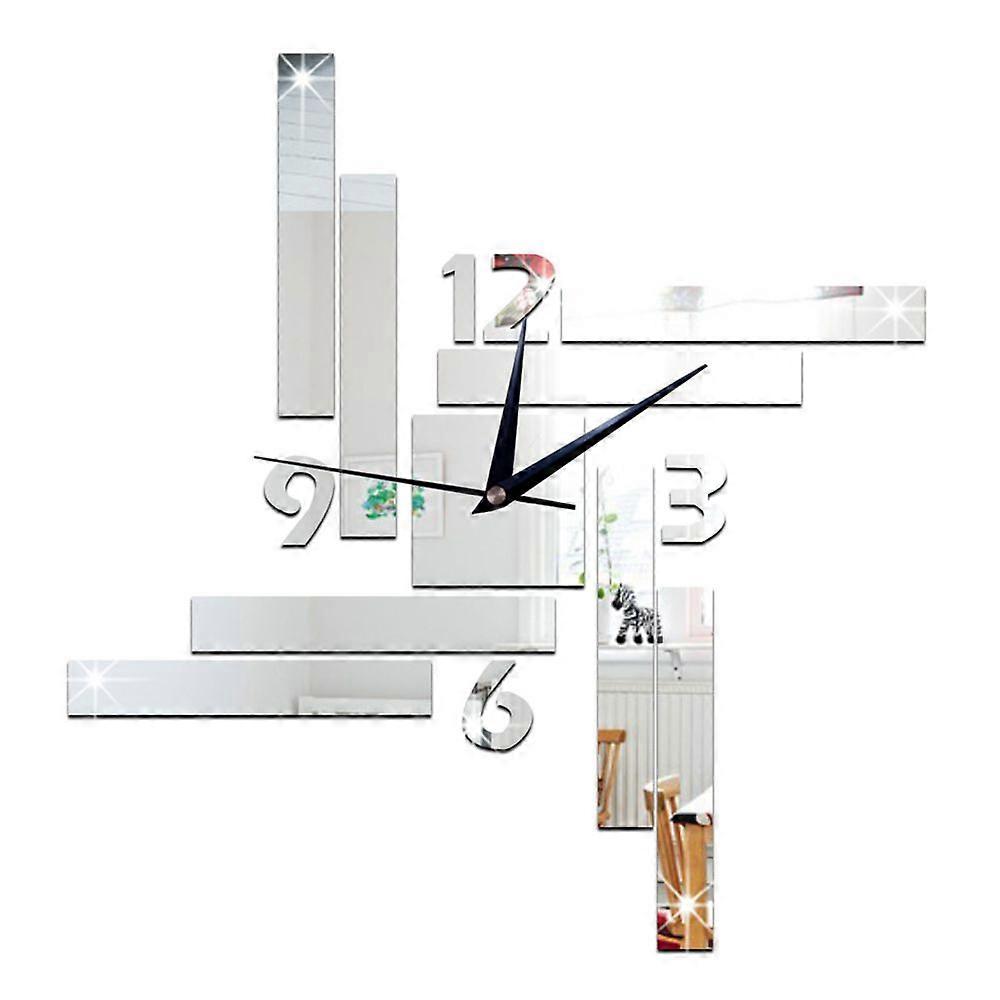 Mirror Wall Clock Stripe Blocks Geometry