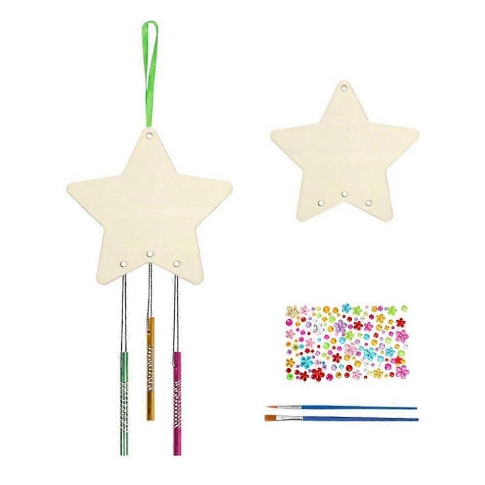 Children'S Wind Chime Ornaments DIY Painted Birthday Art Activity Decoration Pendant,Star Set
