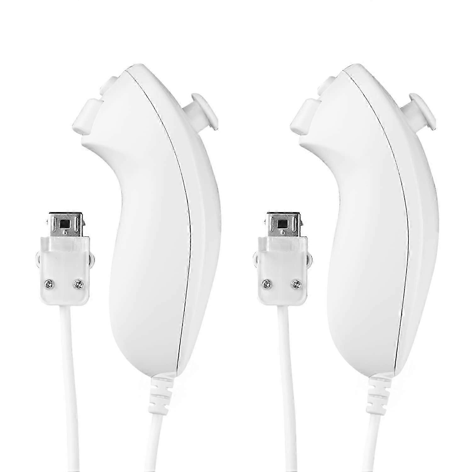 2-Pack Nunchuk Controller for Wii, Remote Nunchuk Jostick Game Controller Compatible with Nintendo Wii and Wii U Video Game Gamepads