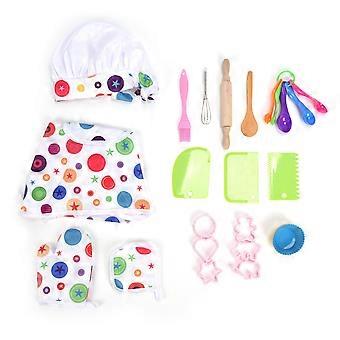 26 Pz Bambini Chef Set Lavabile Cassaforte Bambini Chef Gioco di Ruolo Costume Set con Strumento di Cottura Grembiule