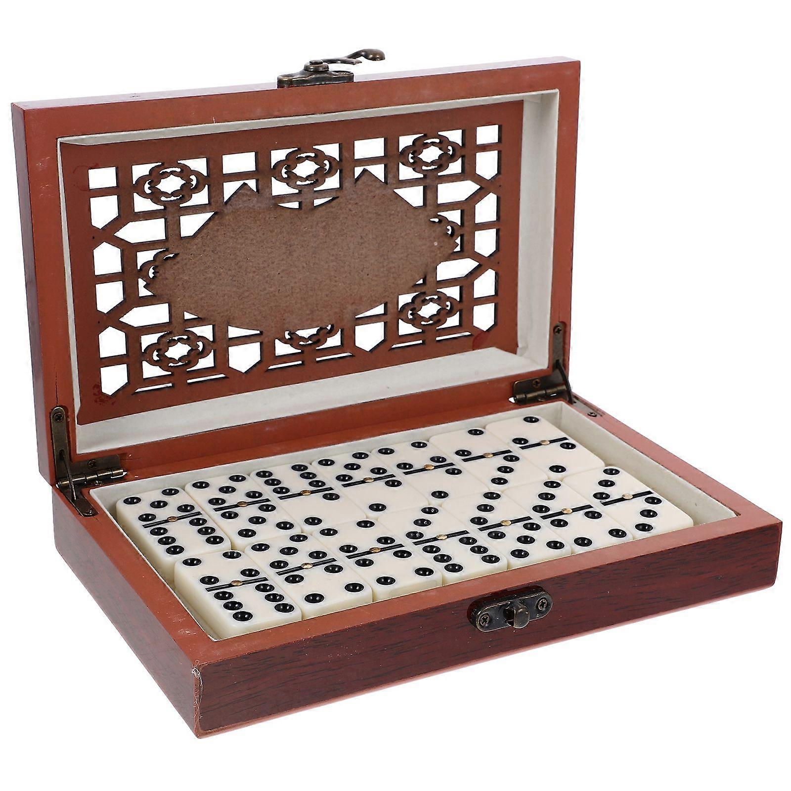 1 Set Dominoes Set Entertainment Recreational Party Game Toy with Wooden Box