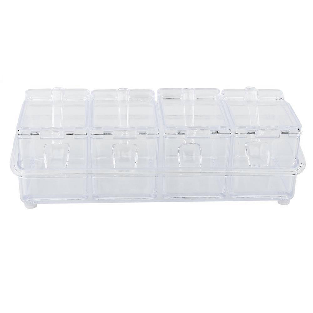 Plastic Transparent Seasoning Boxes Spice Cans Bottles Kitchen Jars Boxes with Spoon