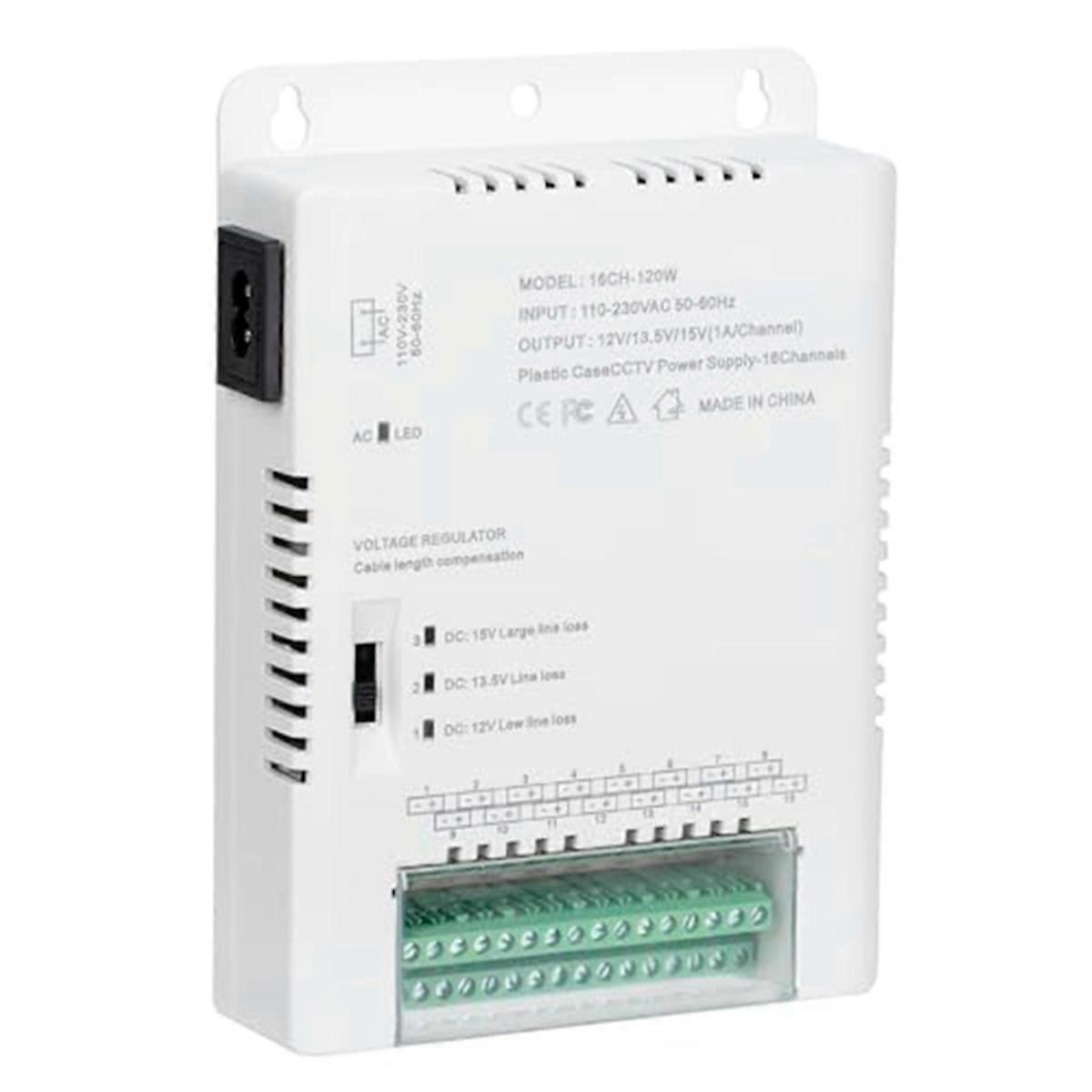 CCTV Camera Power Supply Distribution Power Supply 90V-264VAC Input to 12V-13.8-15VDC Output 16 Channel, HD16C120W