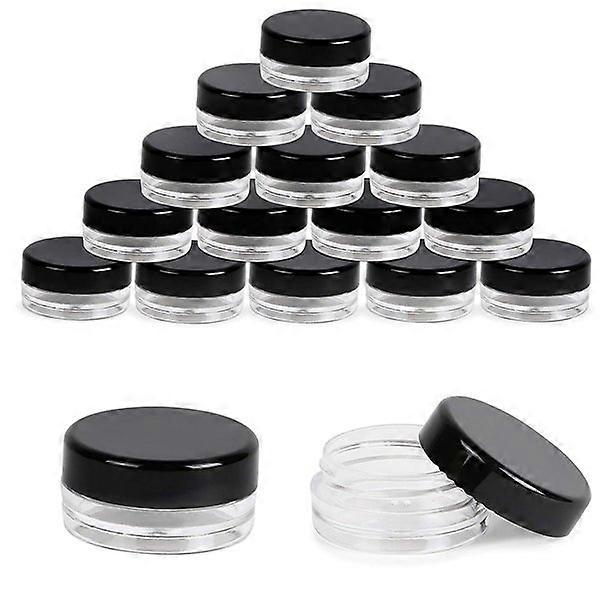 60-Pack Small Plastic Jars with Black Lids, Labels Included, 3 ml each