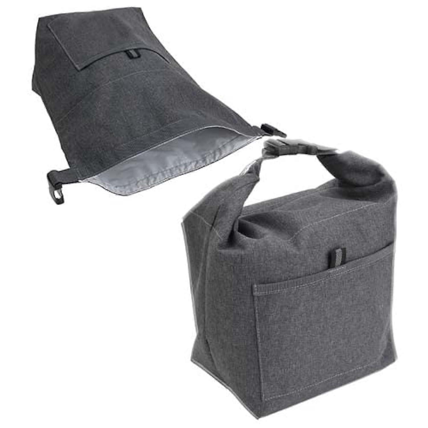 Charcoal Roll-top Insulated Lunch Tote Bag, Unisex