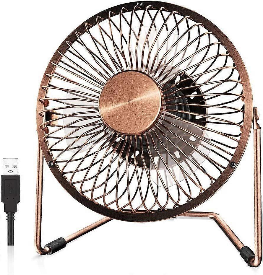 Heytea 6 Inch USB Desk Fan, [ Small Quiet Powerful Metal Fan ] USB Powered Portable Fan, Strong Airflow& 360Rotation Personal Table Cooling Fan with 2