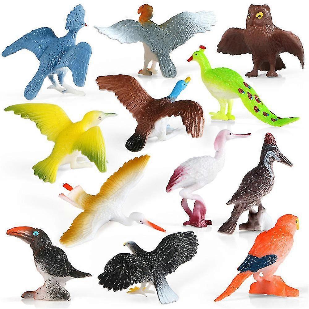12pcs Pellicano Aquila calva Gufo delle nevi Comune struzzo Pappagallo Modello Action Toy Figure Apprendimento Educazione Uccelli Regali