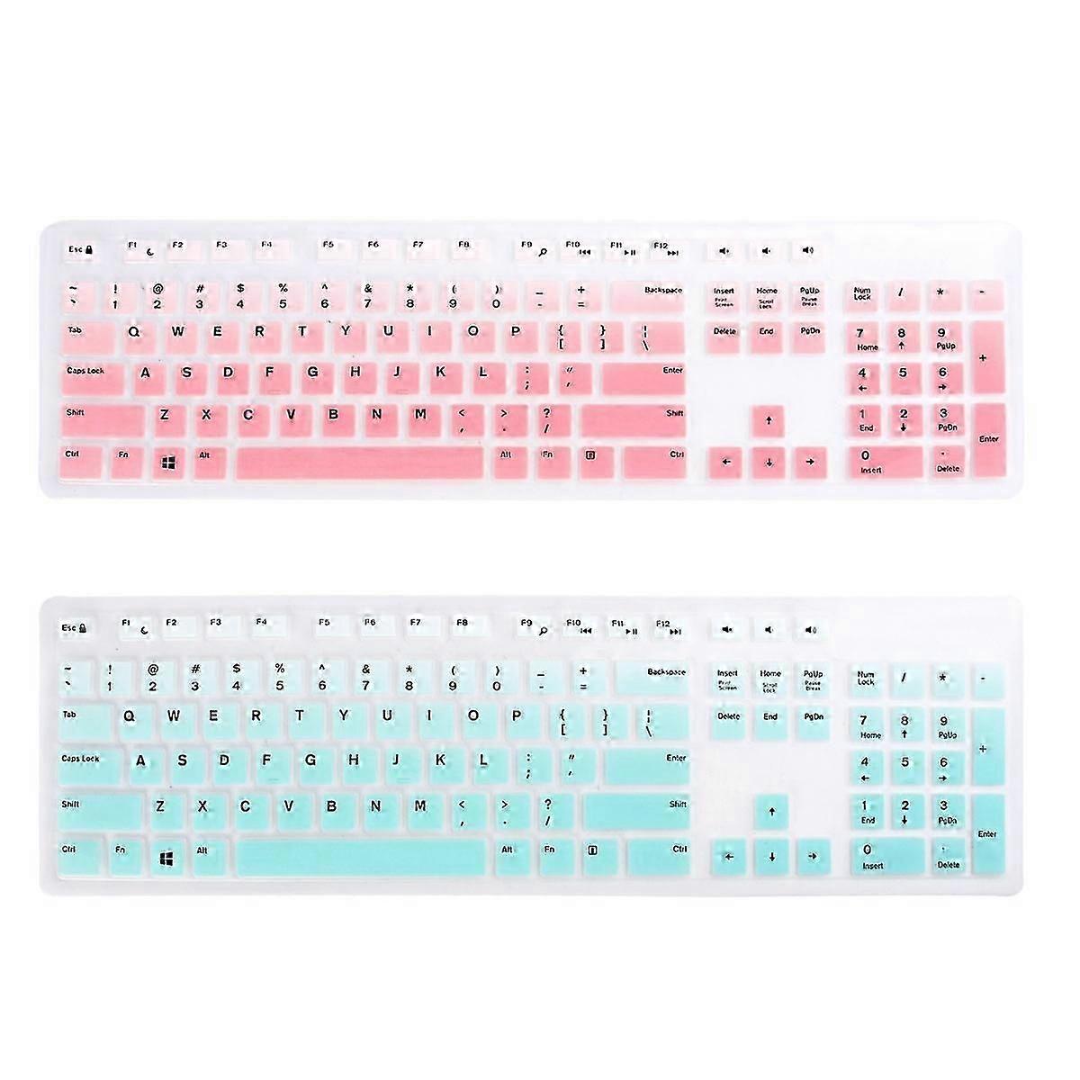 2PCS Dustproof Keyboard Skin Silicone Keyboard Protector Waterproof Keyboard Protective Cover Compatible for Dell KB216P/KB216T/WK636 (Gradient Pink G