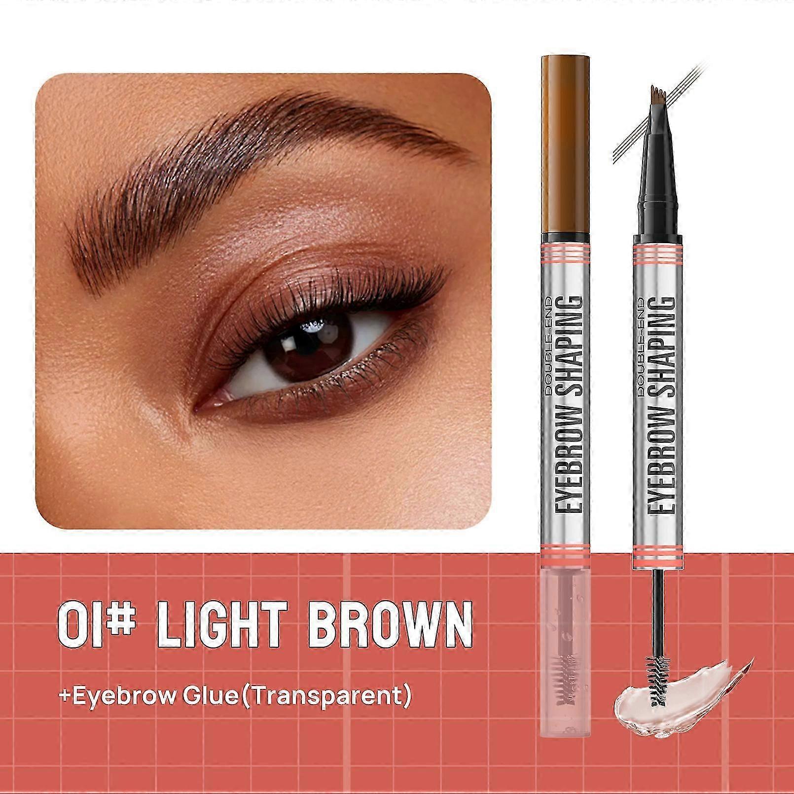 Eyebrow Pencil, Magic Eyebrow Pencil, Hair Drawing, Waterproof, 3D Micro Eyebrow Pencil, Microblading Eyebrow Pencil with 4 Fork Tips, Creates Natural