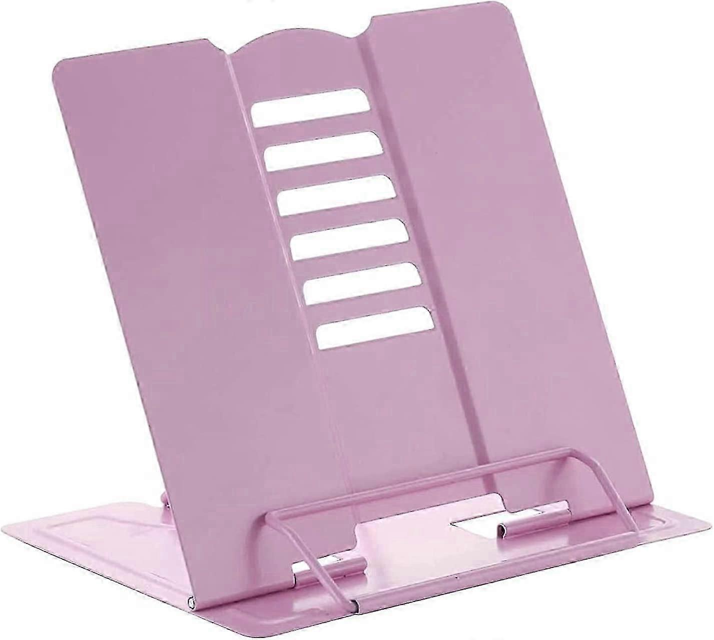 Adjustable Non-Slip Recipe Music Book Stand, Multi-Function Metal Easel (Pink)