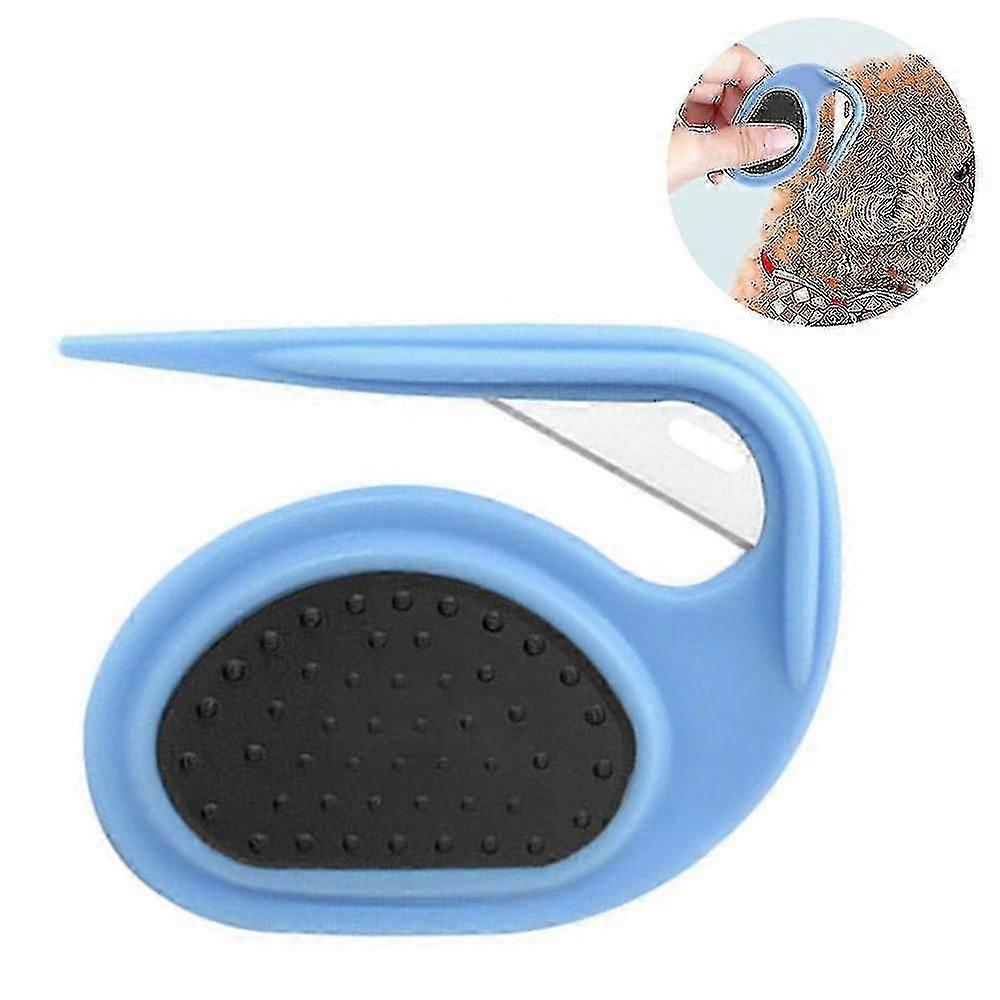 מסרק לחיות מחמד, מסרק כלבים, טיפוח כלבים, סכין קשר, קשירת חתולים, סירוק, סכין שיער ברגל, קשר מת, סכין חיתוך שיער - כחול