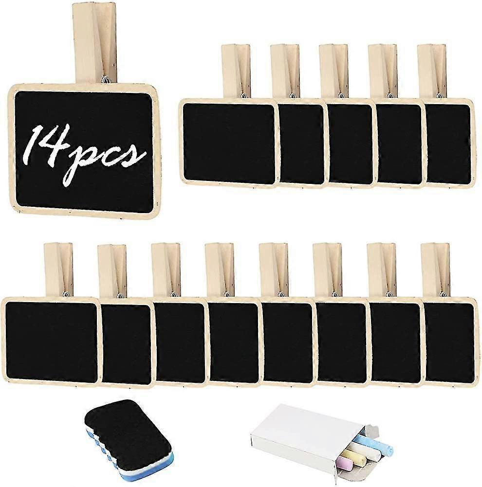 14ks Mini Blackboard Clips, drevené memo tabuľa Správa Tabuľa
