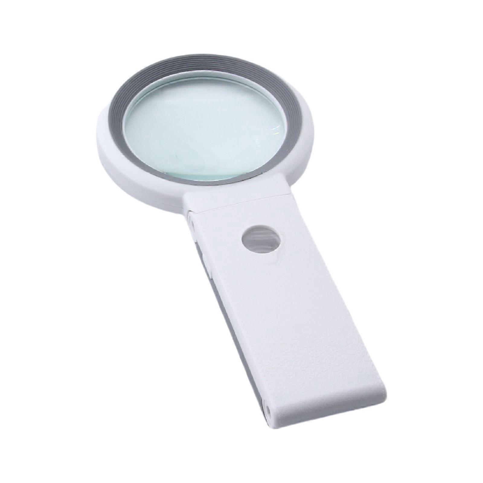 Double Lens Large Lighted Magnifying Glass With 18 LED Light, 10X 30X Handheld with Stand, For Reading Close Work Crafts gray and white