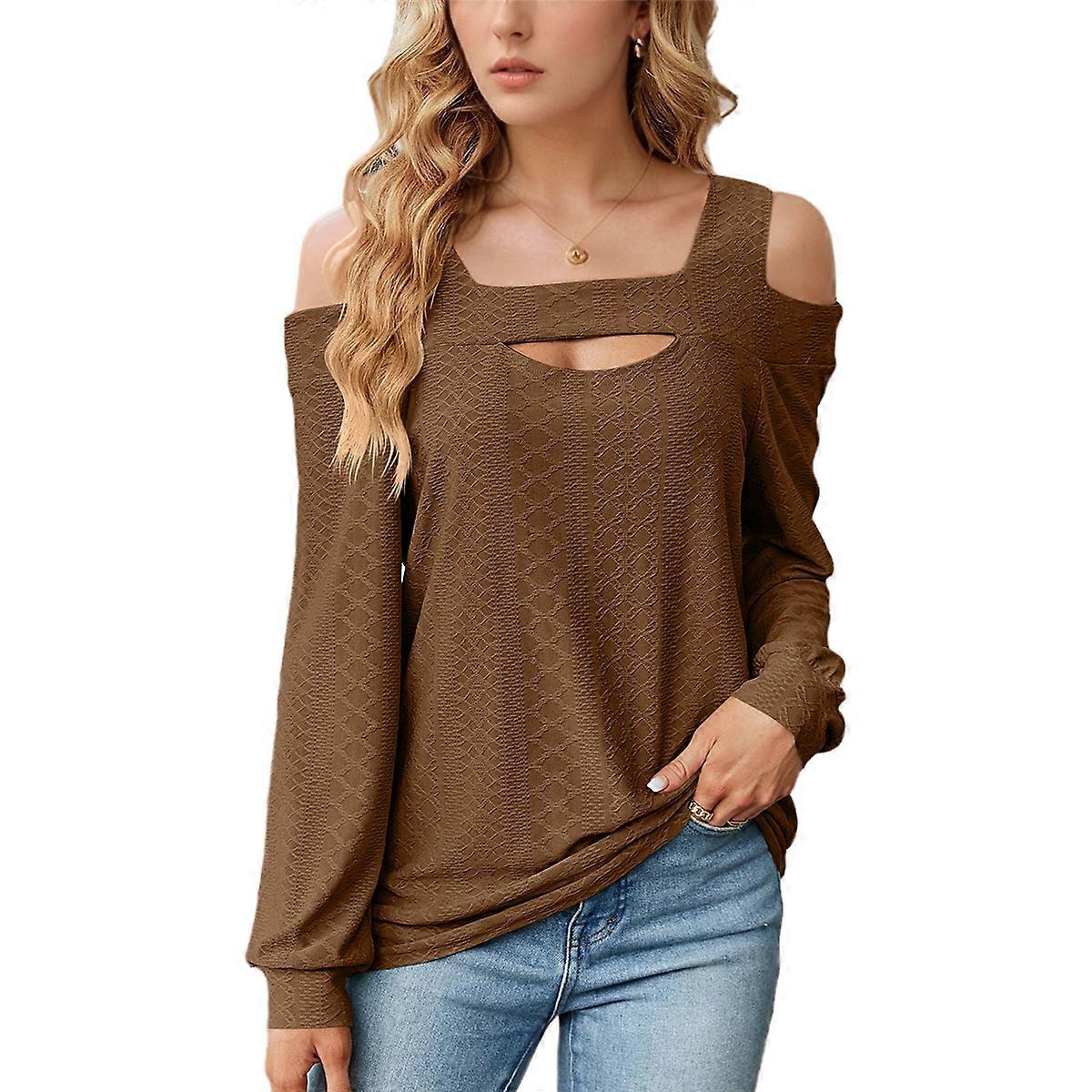 Womens Summer Square Neck Coffee L