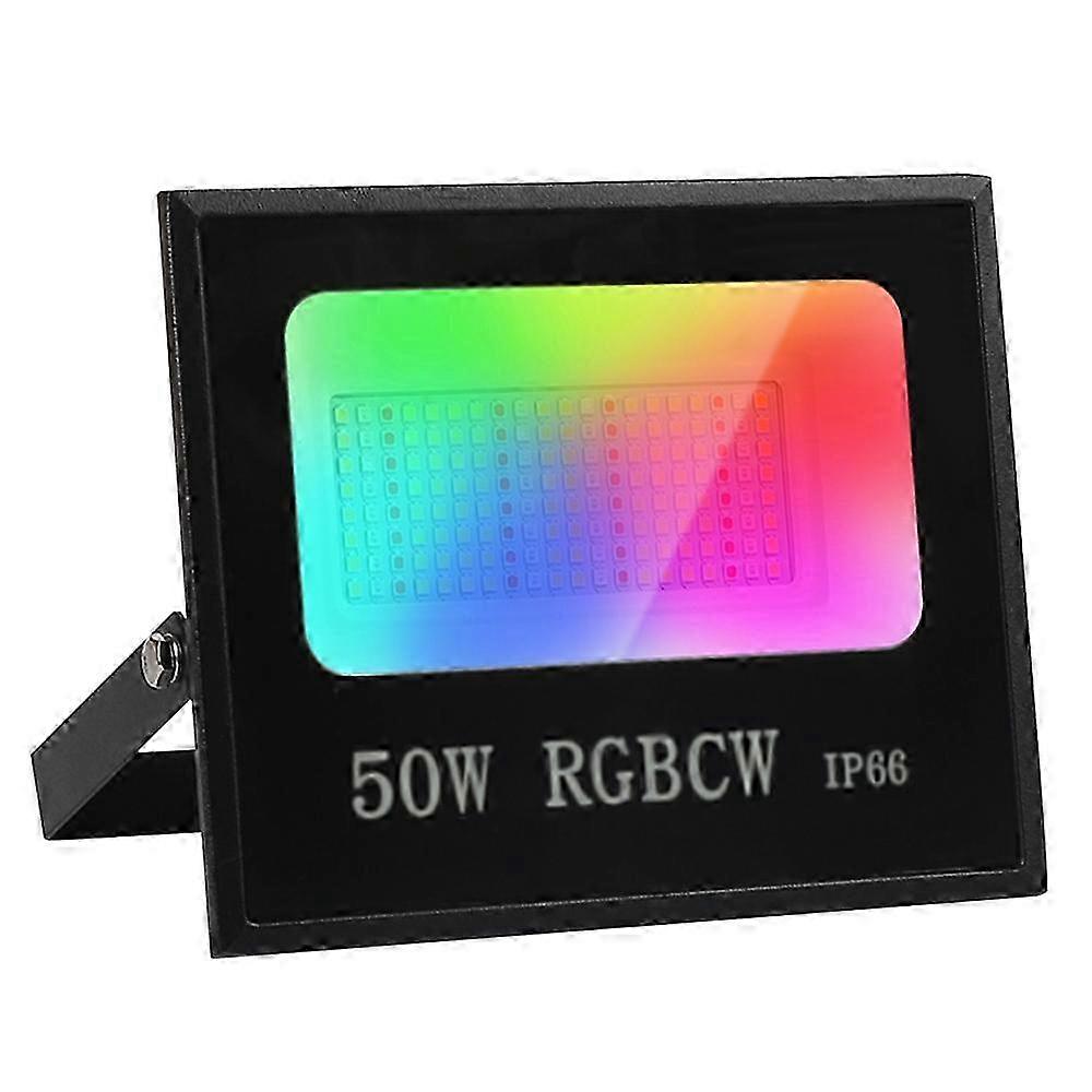 50W Tuya APP Controlled Smart LED Colorful RGB Floodlight with IP66 Waterproofing for Outdoor Use in Factories and Warehouses