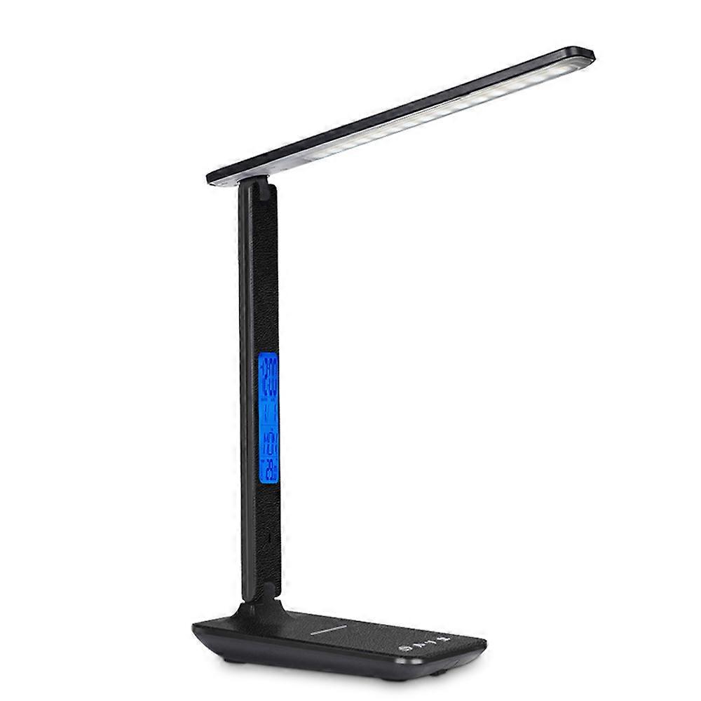Compact Desk Lamp with Auto Timer, Smart LED Display, Powerful Charging for Seamless Integration, Black