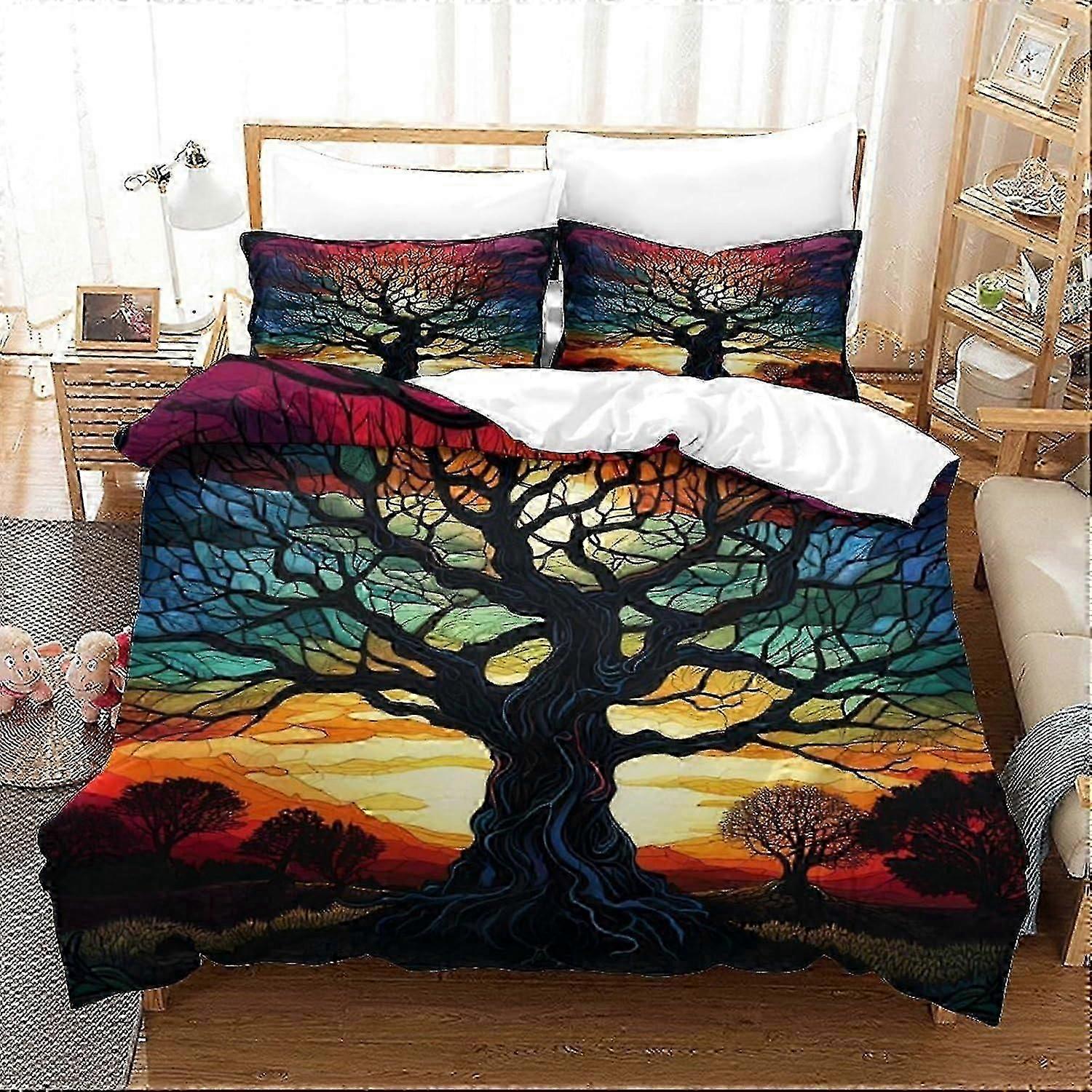 J4211 Lençóis VesFy Fantasy Tree para Meninos Meninas Capas de Edredom Capa de Edredom Capa de Colcha Impressão 3D Incrível Fantasia com Fronhas Conjunto de Cama com