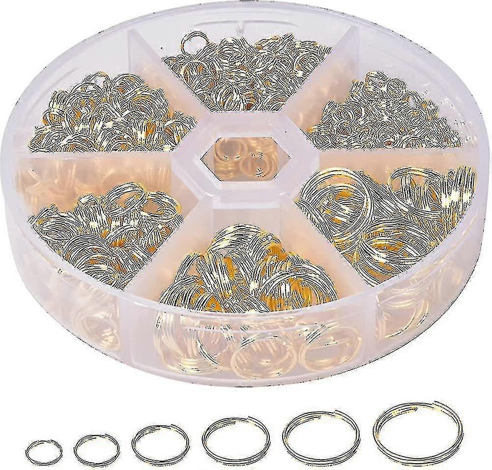 690 Pieces Open Jump Rings, Open Jump Rings, 6 Sizes Metal Open Jump Rings, Ring