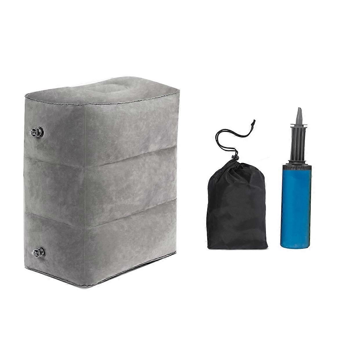 Inflatable Airplane Foot Rest with Hand Pump and Carry Bag
