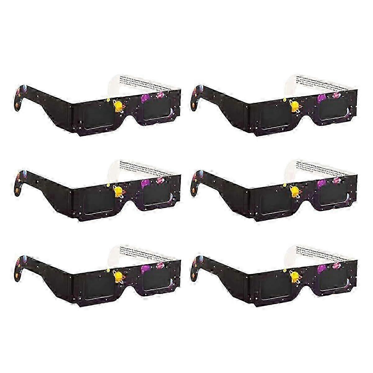 6 Pack Paper Solar Eclipse Glasses Eclipse Shade for Direct Sun Viewing Safe Shades for Direct Sun Viewing