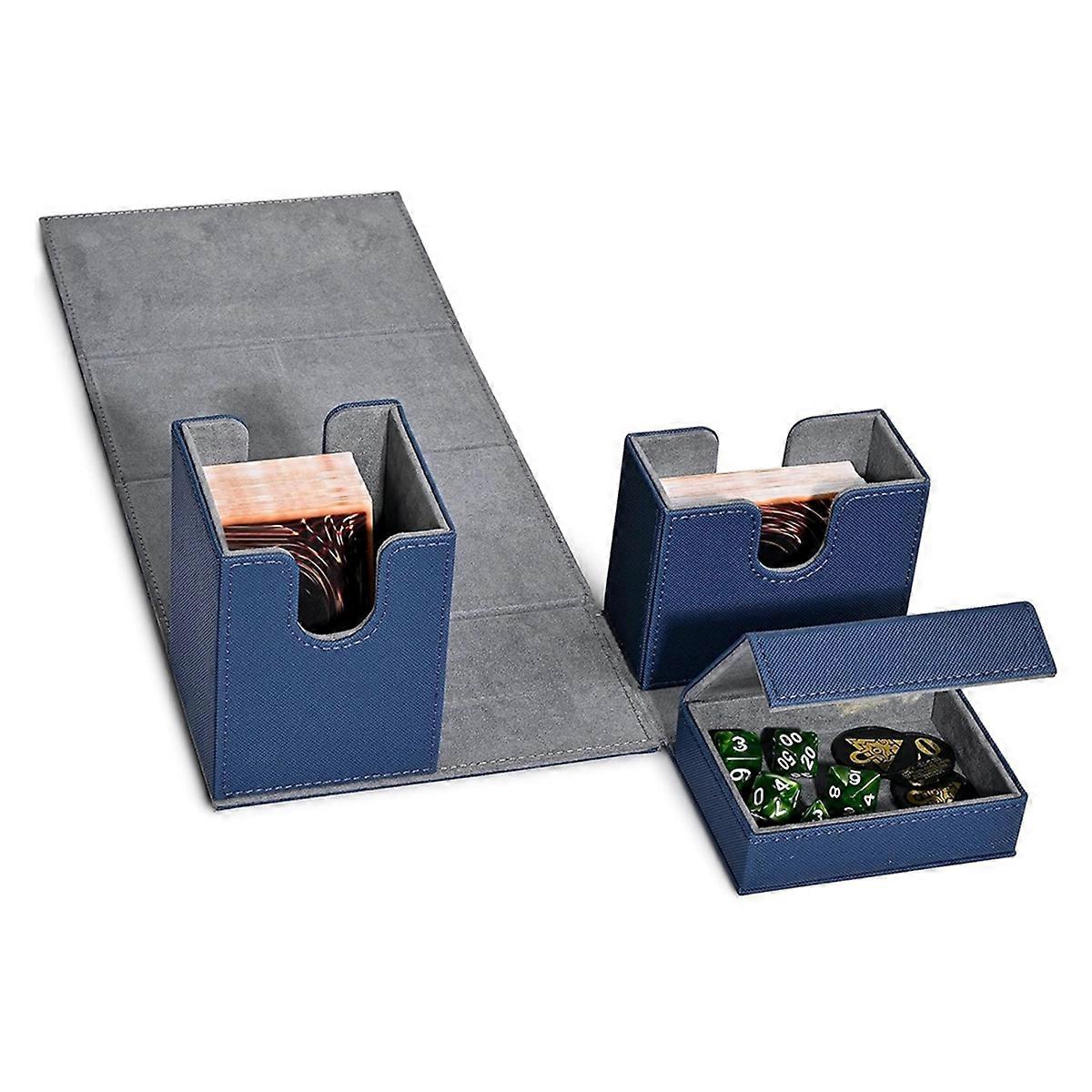 Card Deck Box, Premium Card Box with Flip Dice Tray ,blue