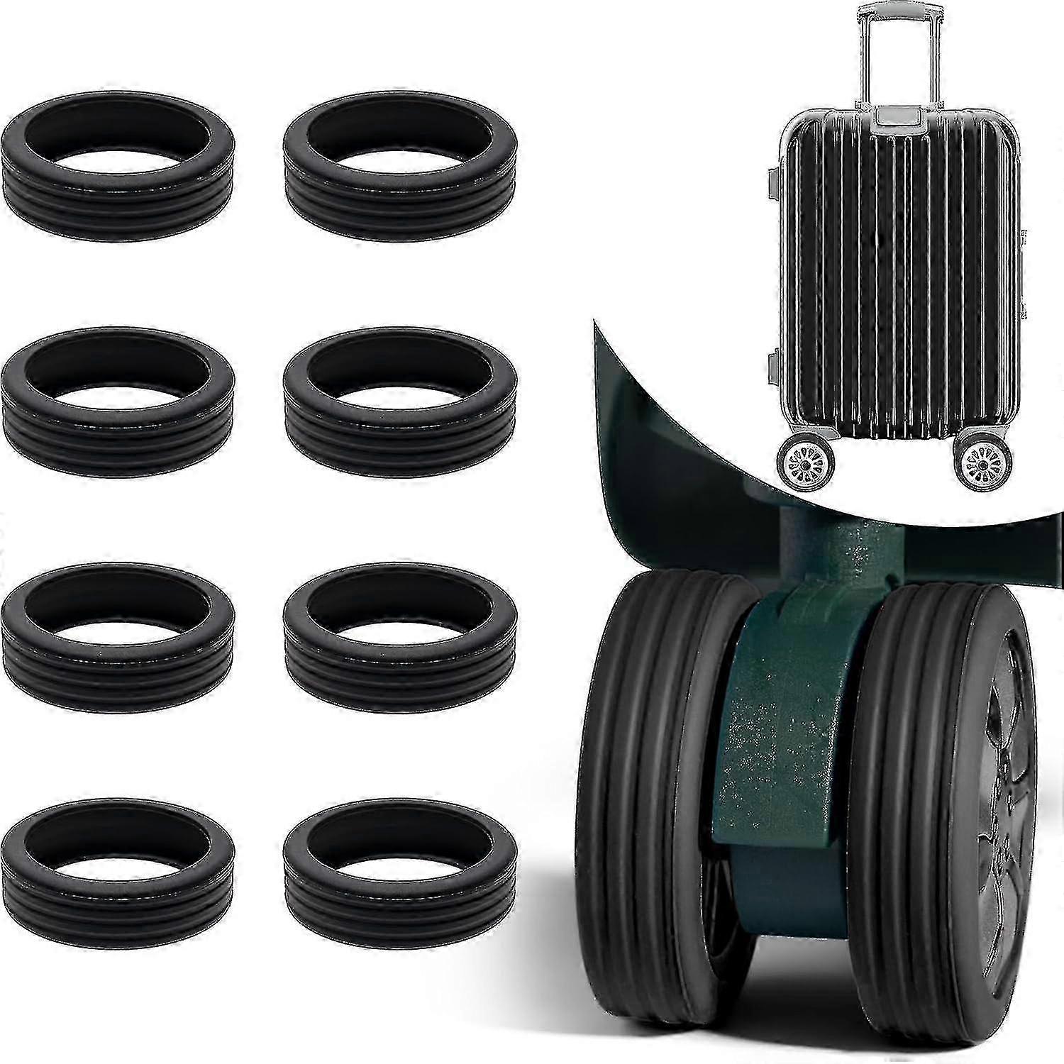 8pcs Stretchable Wheel Covers for Suitcase Noise Reduction