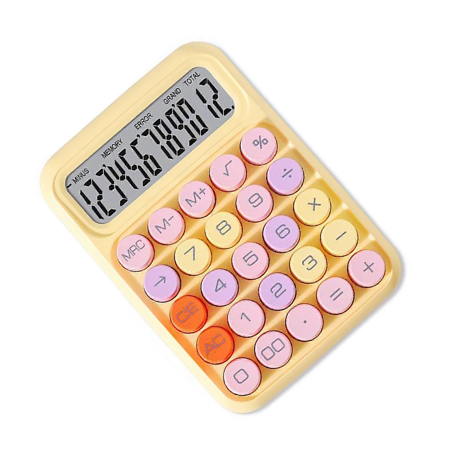 Silent Calculator Color Mechanical Key Calculator Battery Powered Electronic Calculating Device for Office College