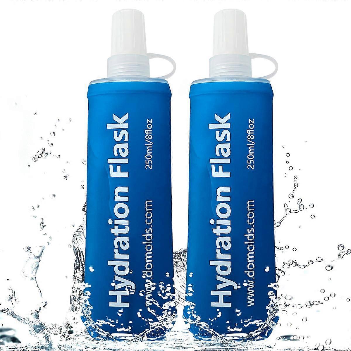 2 Pack Foldable T Hydration Soft Flask for Running Hydration Pack Cycling Hiking Marathon 250ML