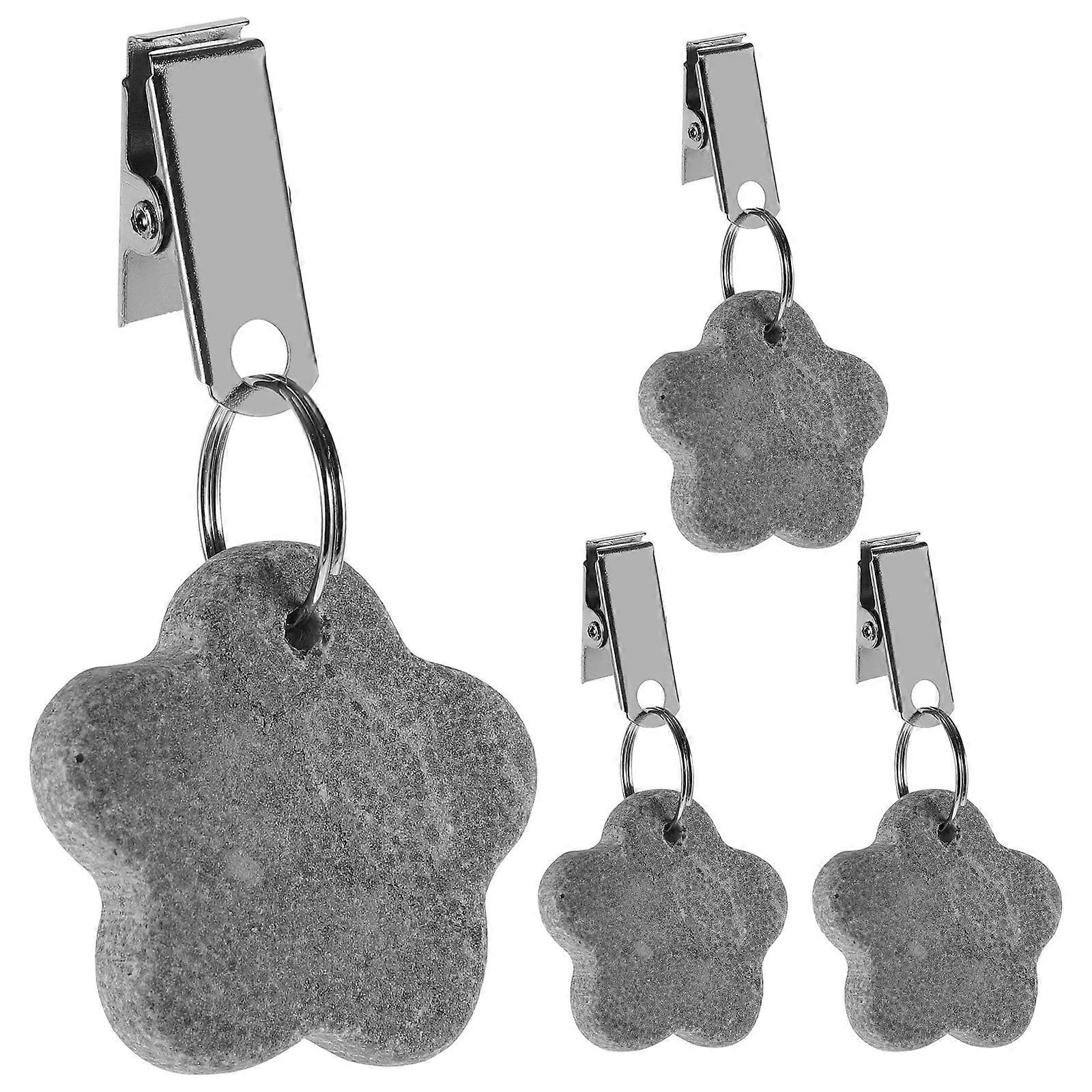 Outdoor Curtain Weights Natural Stone Adjustable Clips 4 Pack