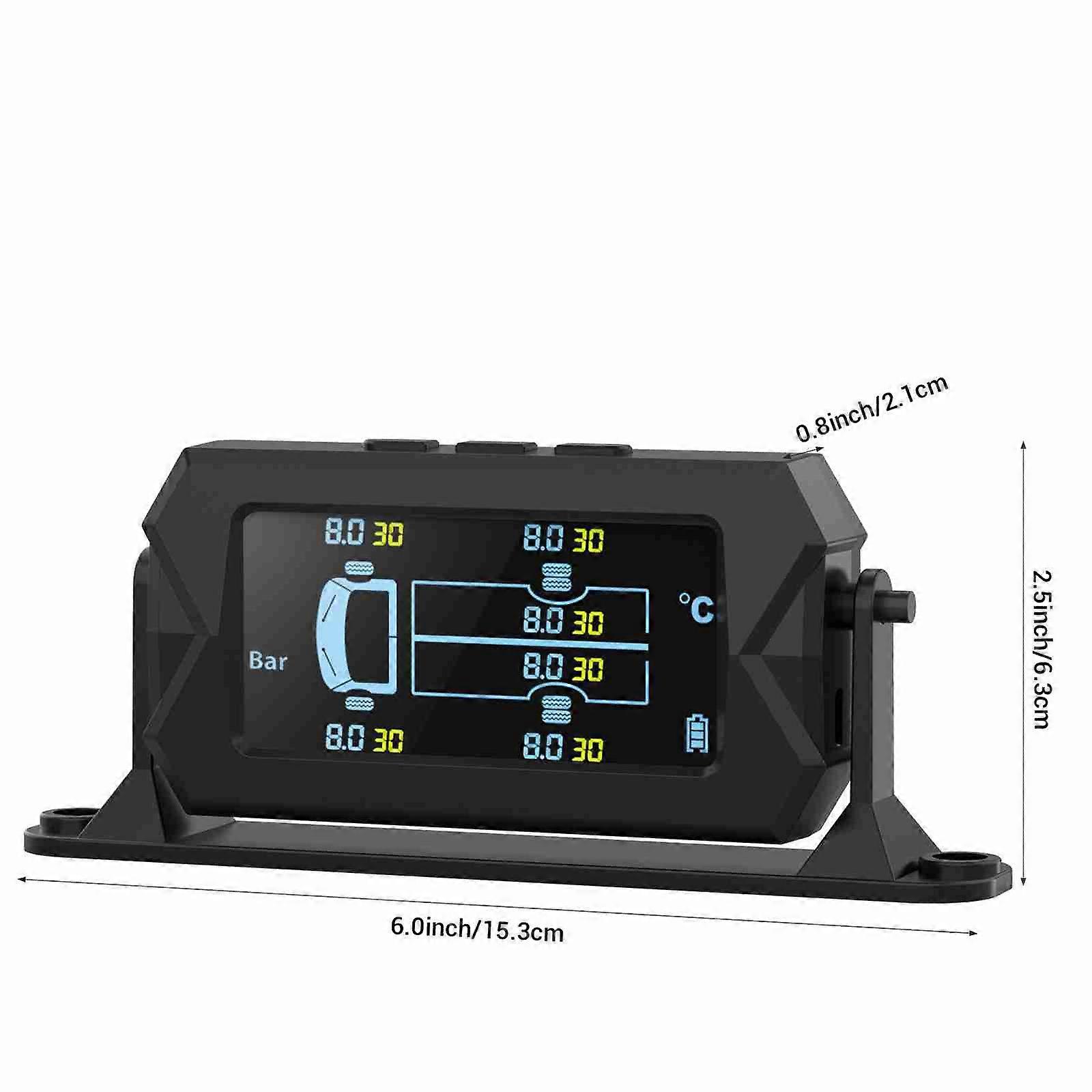 Solar TPMS for truck - Wireless tire pressure monitoring system with 6 sensors