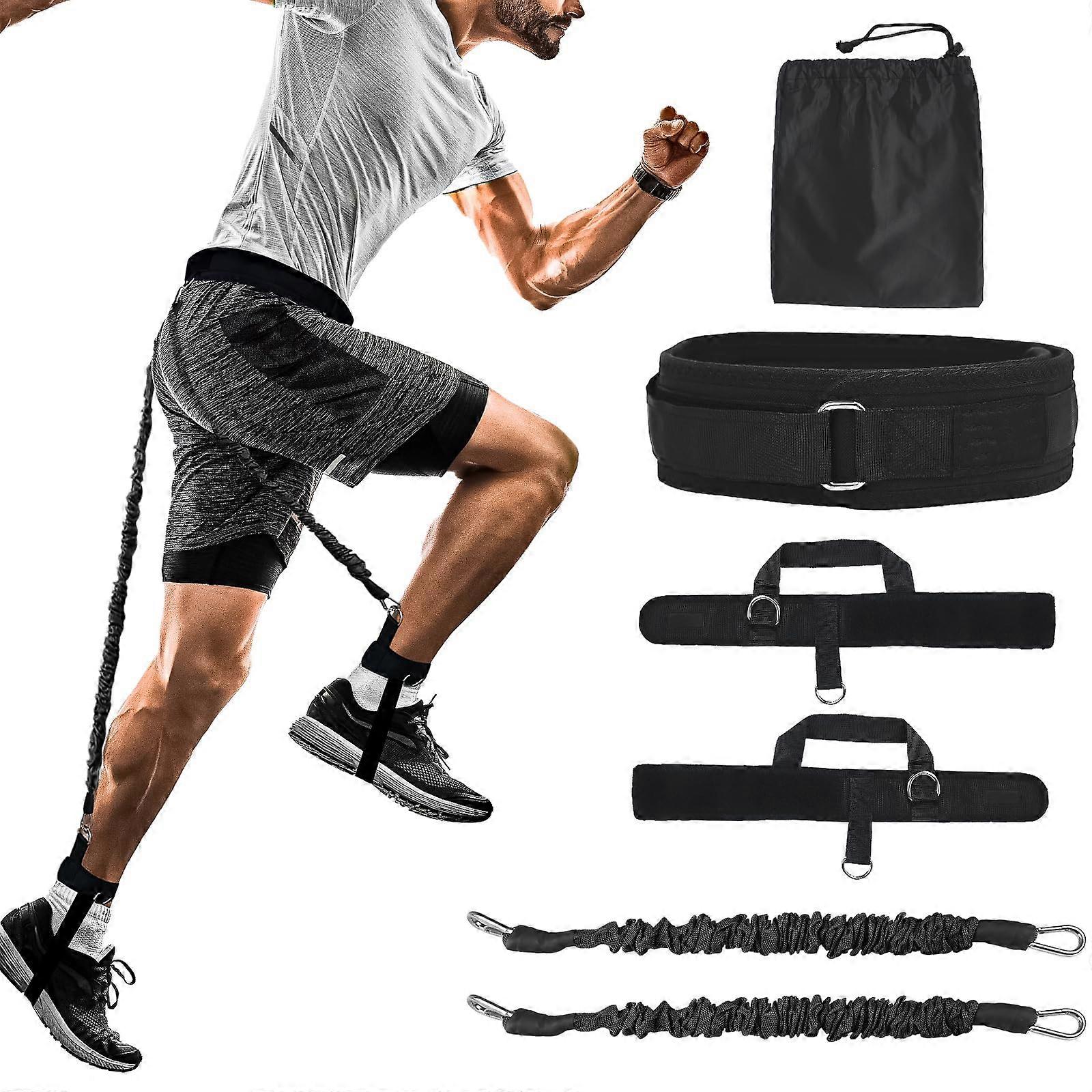 Vertical Jump Trainer Jump Resistance Band System with Adjustable Ankle Straps and Waist Belt