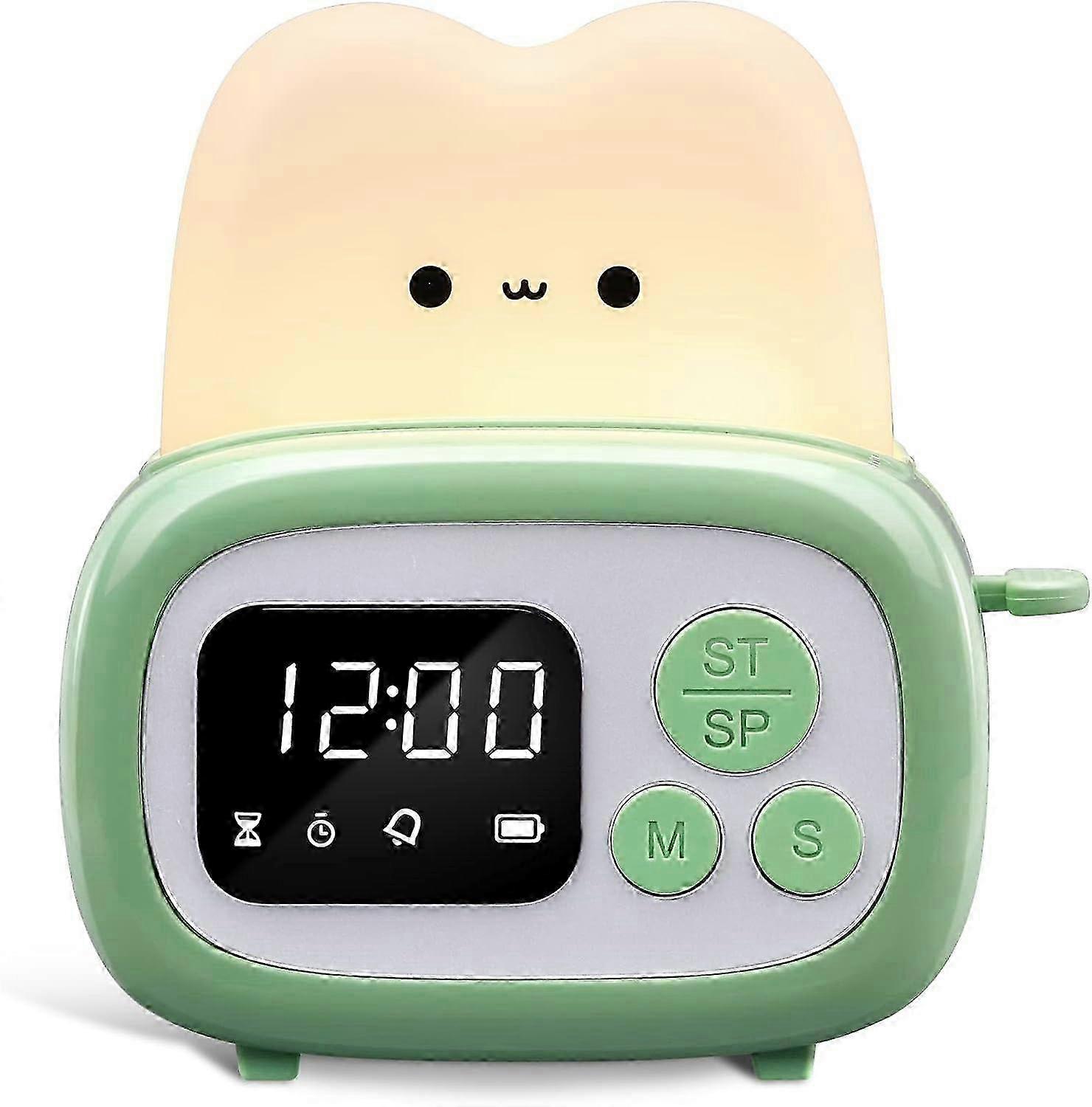 Small timer clock toaster lamp, cute night light with time management tool and table clock alarm dig