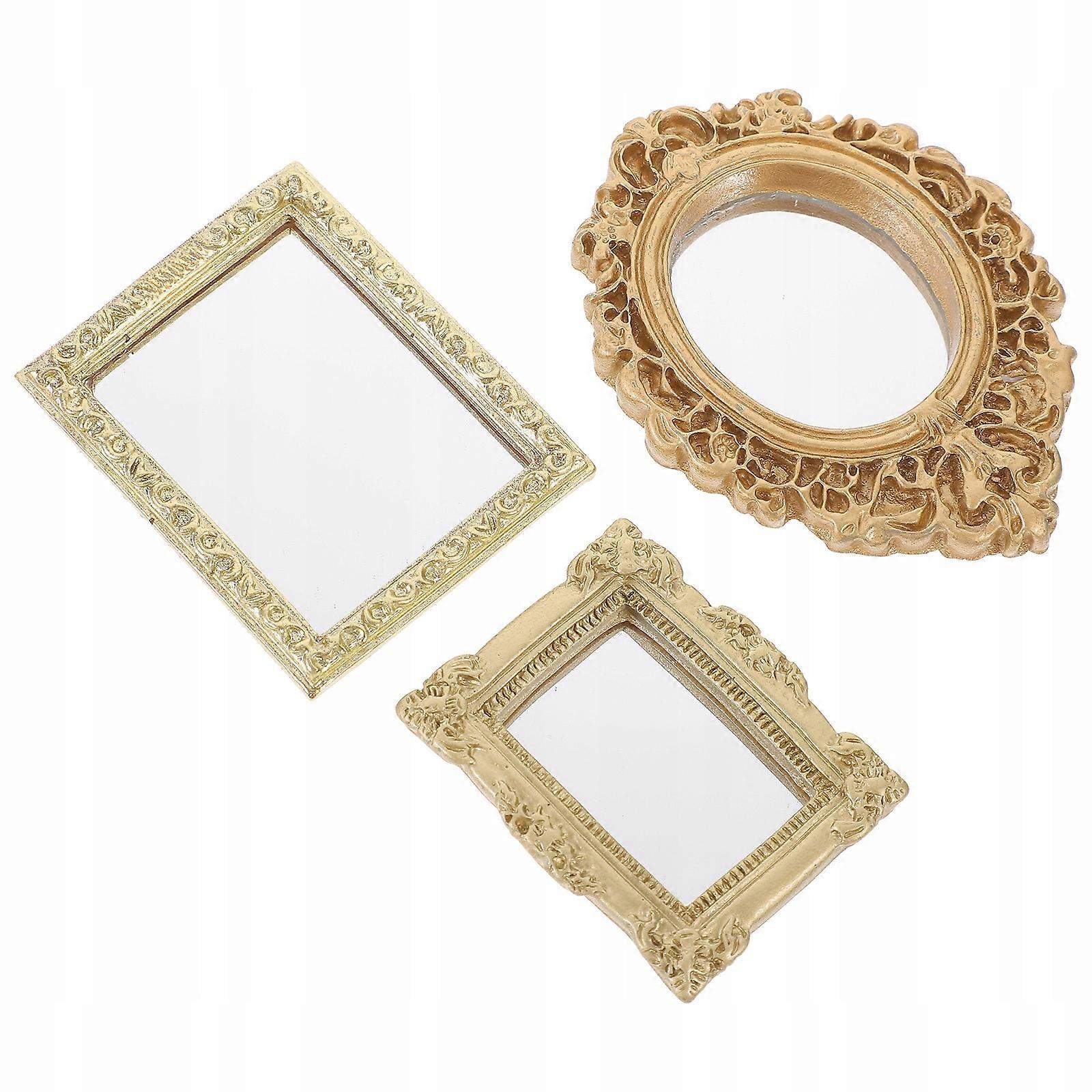 Gold Decorations Retro Decor Home Decoration Mirrors 3 Pcs