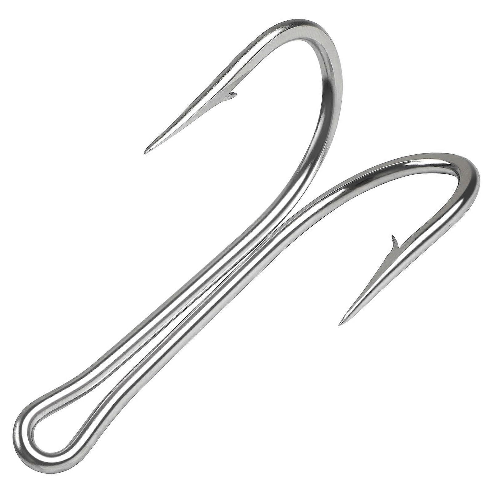 Classic Double Fishing Hooks Stainless Steel Frog Hooks Fishing Double Hooks Sharp Open Shank Barbed for Saltwater Freshwater Fishing 10pcs