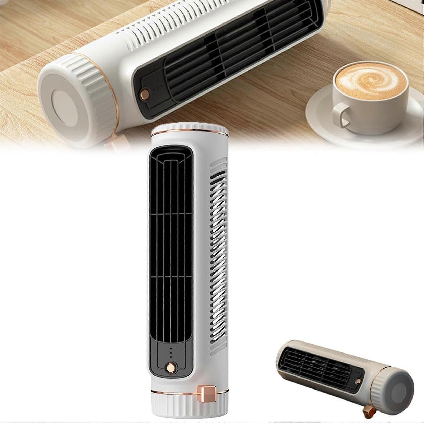 Desktop Bladeless Cooling Fan with 3 Adjustable Speeds, Quiet Rechargeable Table Fan in White, Ideal for Home and Office