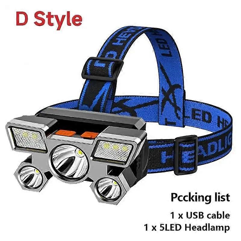 5 Led Flashlight Rechargeable Head Light Headlamp