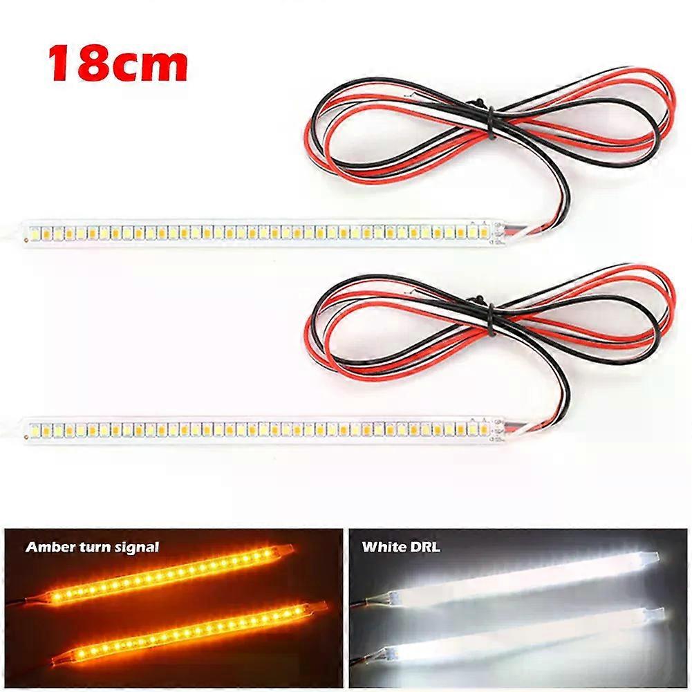 Car Rearview Mirror Turn Signal 14/18cm Flexible LED Flowing Strip Light 12V Amber White Turn Signal DRL Dynamic Driving Lamp