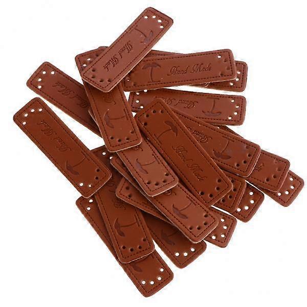 3- 20pcs Retro Brown Leather Handmade Label Tags DIY Sew Craft Patches