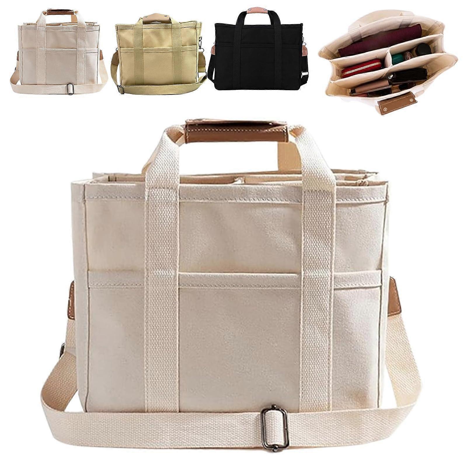 Everything Tote Bag, Canvas Tote Bag with Compartments, Large Size, Durable Material, Multi-Purpose Storage Solution