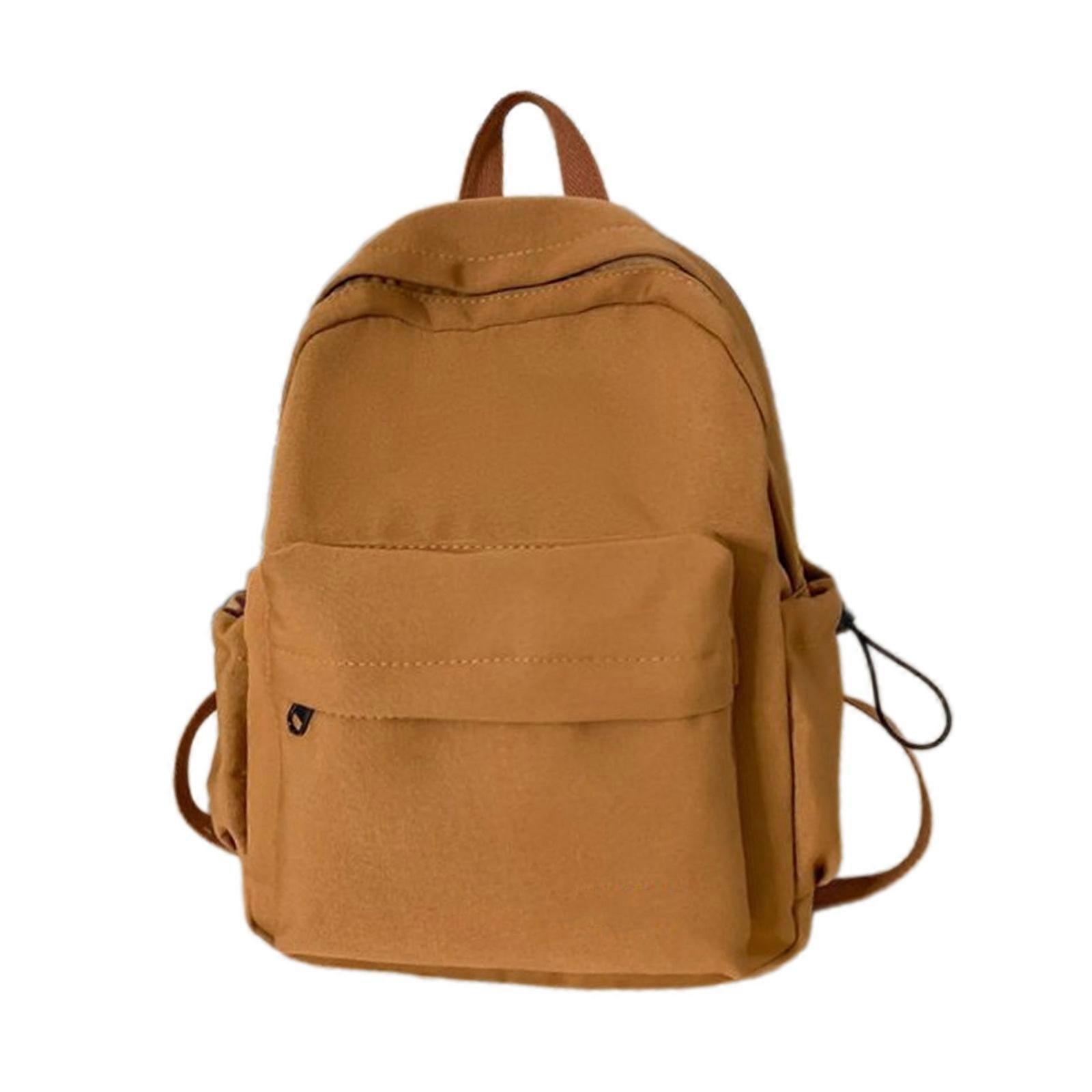 Fashionable and Practical School Bag Nylon Backpack Travel Daypack with Multiple Compartments for Daily Use Light Brown