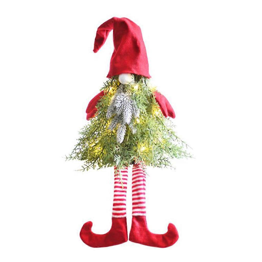 Christmas Swedish Gnome Tree Decoration Evergreen Gnomes with LED Light Scandinavian Elf Plush for Doll Home Ornaments Table Decor