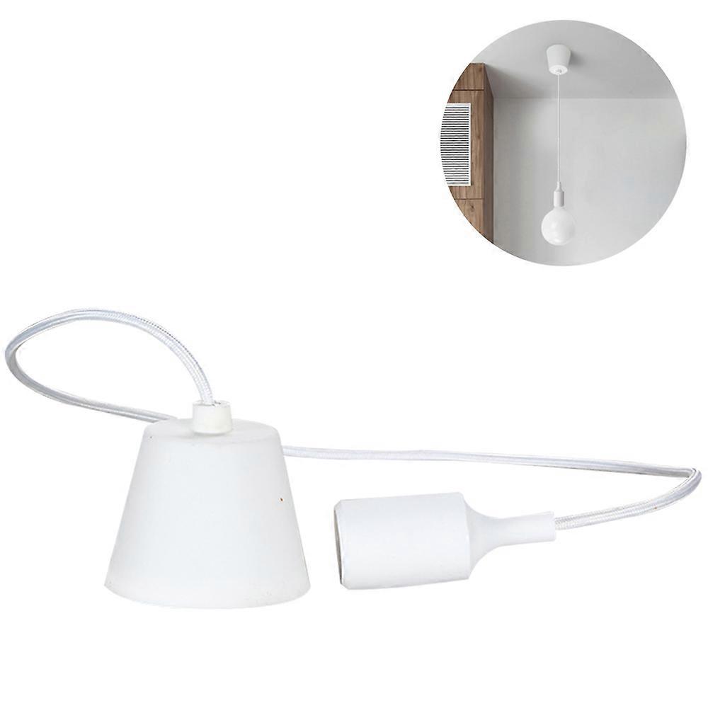 Socket Pendant Light,  E27 Socket Base Silicon Pendant Hanging Lamp Holder with Wire (No Bulb)-White-
