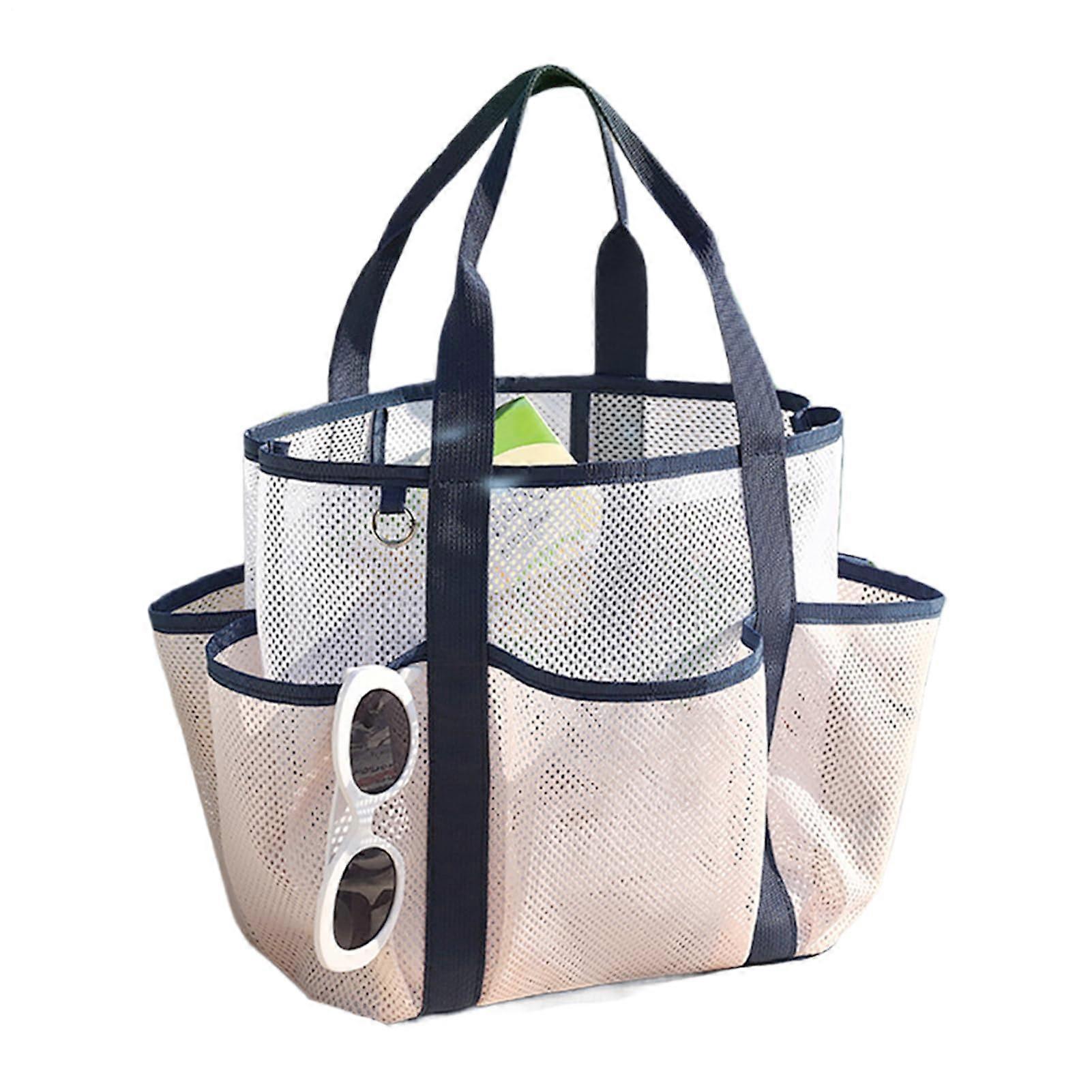 Beach Bag | Foldable Travel Cosmetic Bag | Large Mesh Tote for Vacation, Yoga, Beach Volleyball, Camping, Light Pink
