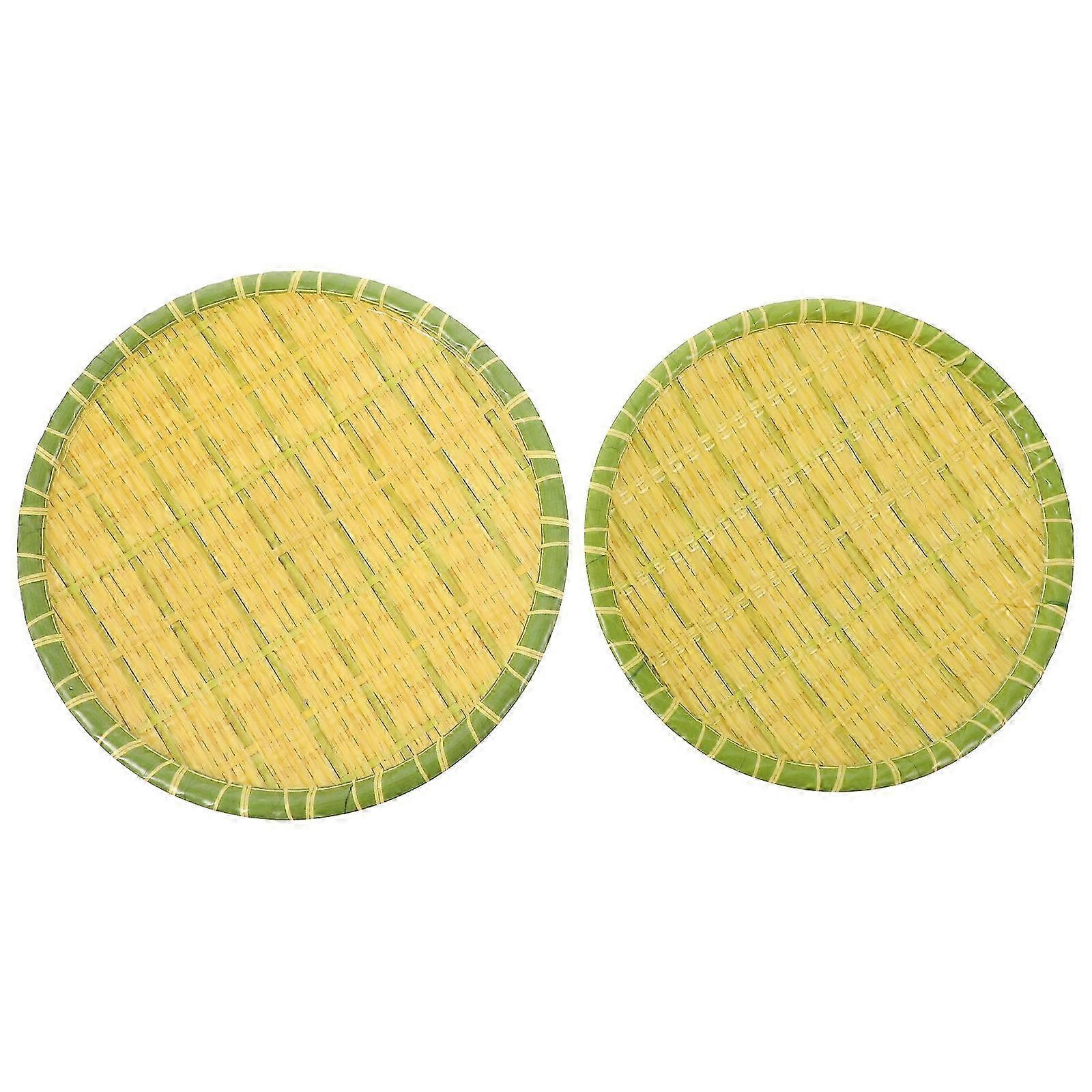 2 قطعة صواني تقديم الطعام البلاستيكية المنسوجة المستديرة للحلويات والوجبات الخفيفة 18X1CM