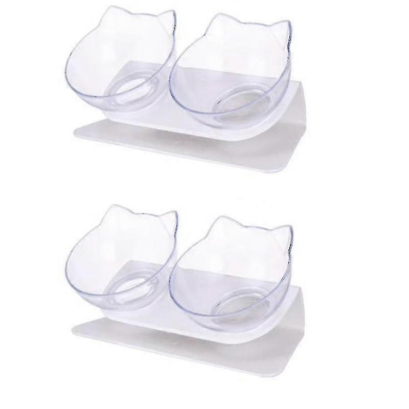 2 Pcs Cat Bowls 15 Tilted Platform Single/double Cat Bowl With Stand Raised Feeding Bowl Oblique Ope