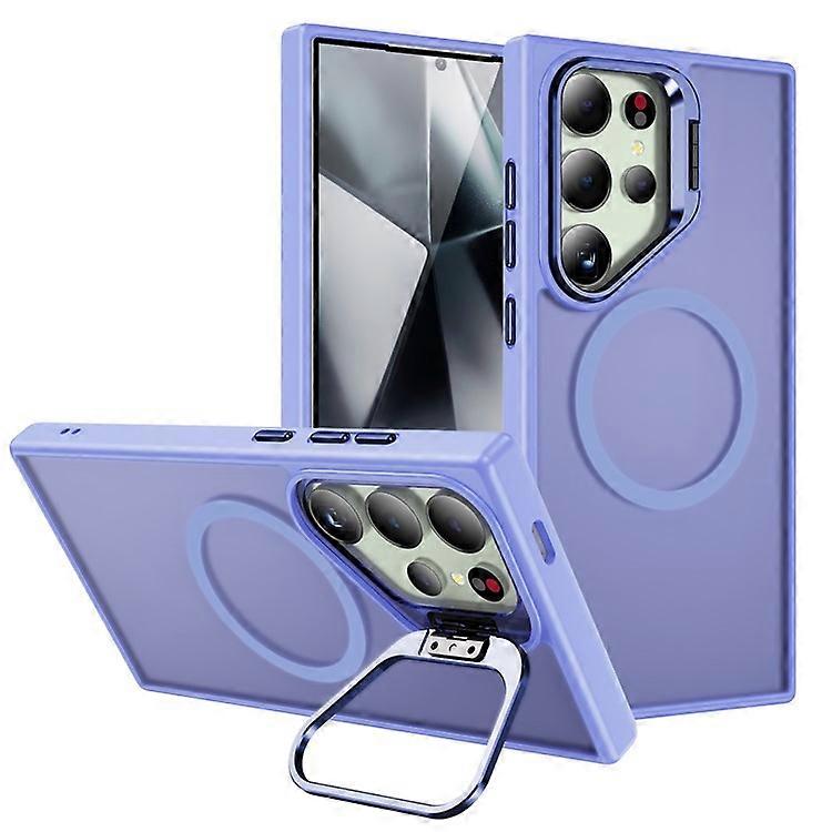 Compatible For Samsung Galaxy S25 Ultra Magnetic Case with Lens Kickstand Skin-Touch PC + TPU Phone Cover