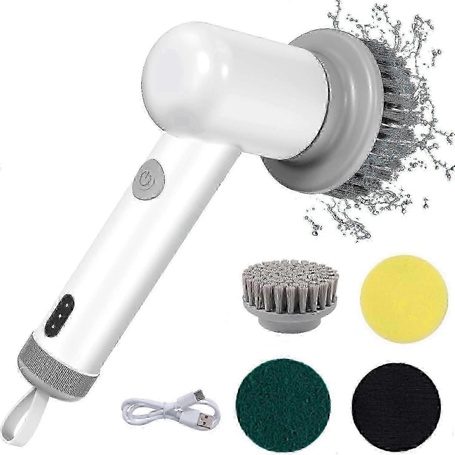 Handheld Rechargeable Portable Electric Cleaning Brush in White Color, Ideal for Various Cleaning Tasks