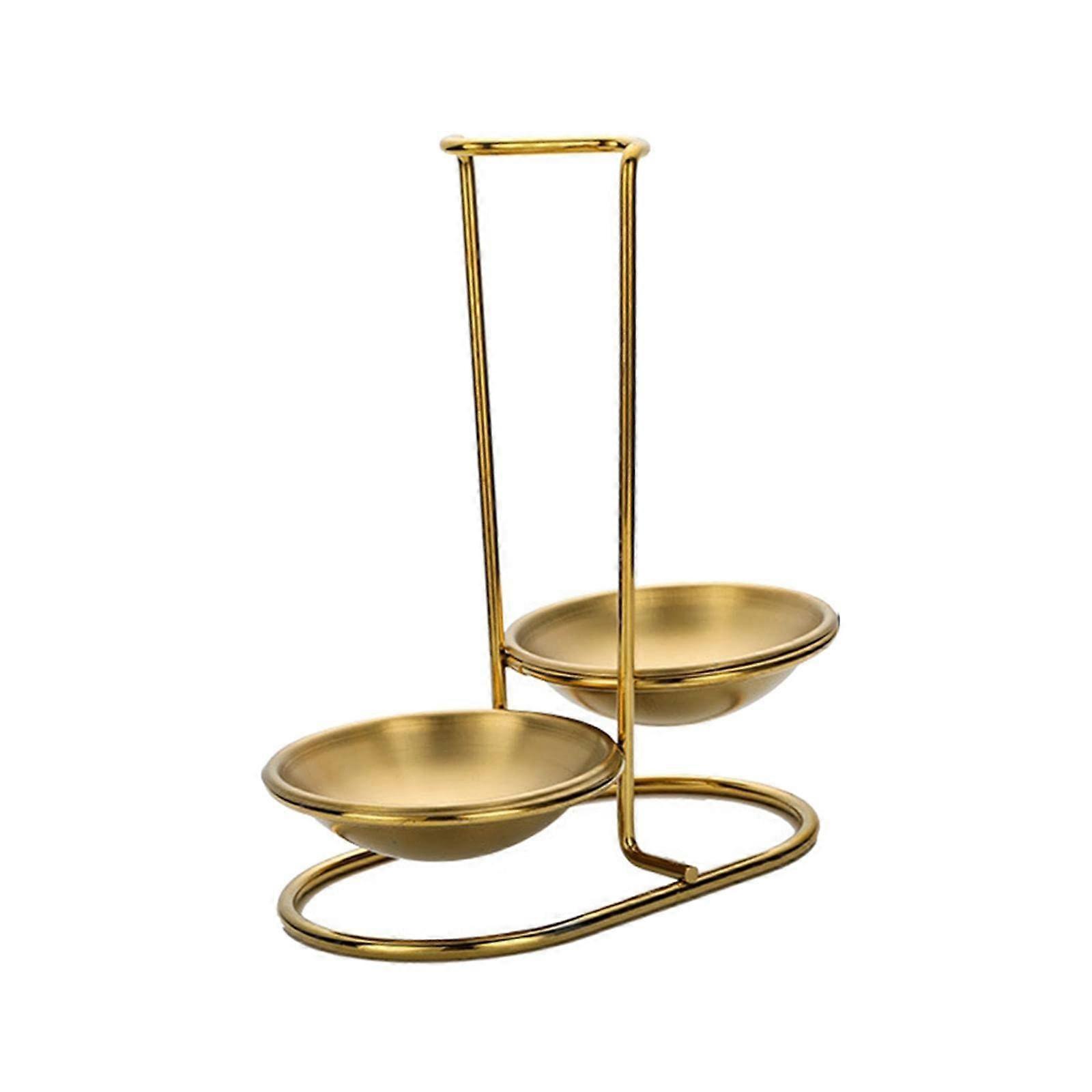 Upright Ladle Holder, Portable Gold Spoon Rest for Kitchen Utensils, Double Round Design, Soup Ladle Stand